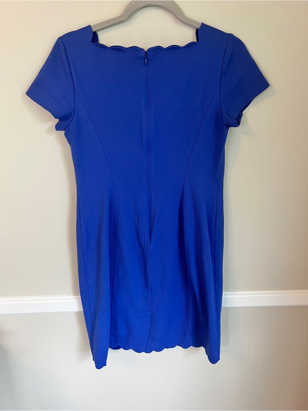 Talbots Royal Blue Scallop Neck Mini Dress - Picture 2 of 8